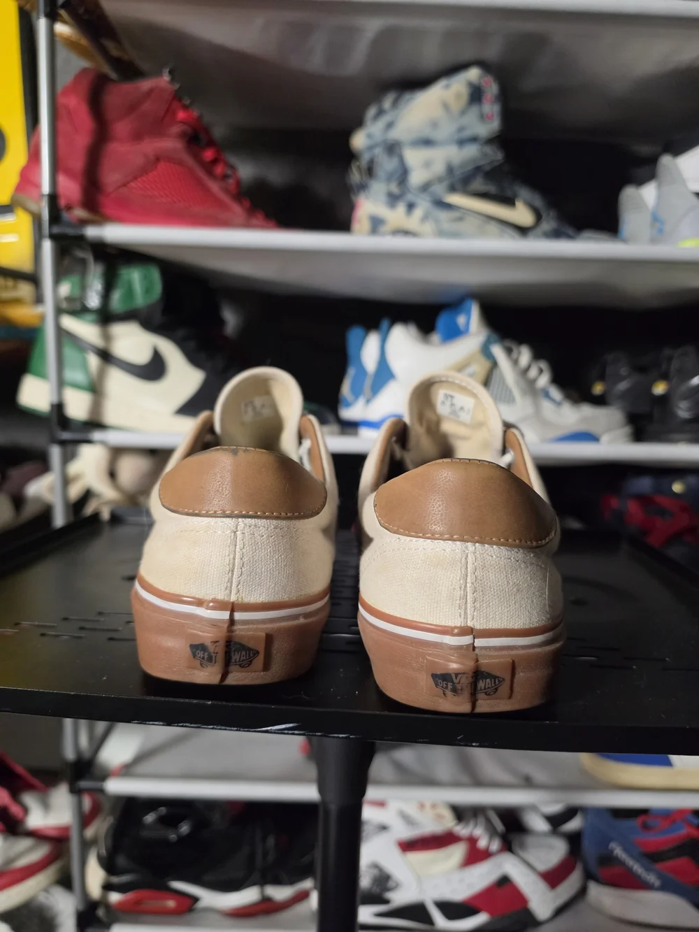 🔥 Vans Tan Canvas Low Top Sneakers Men Size 10 Gum Sole